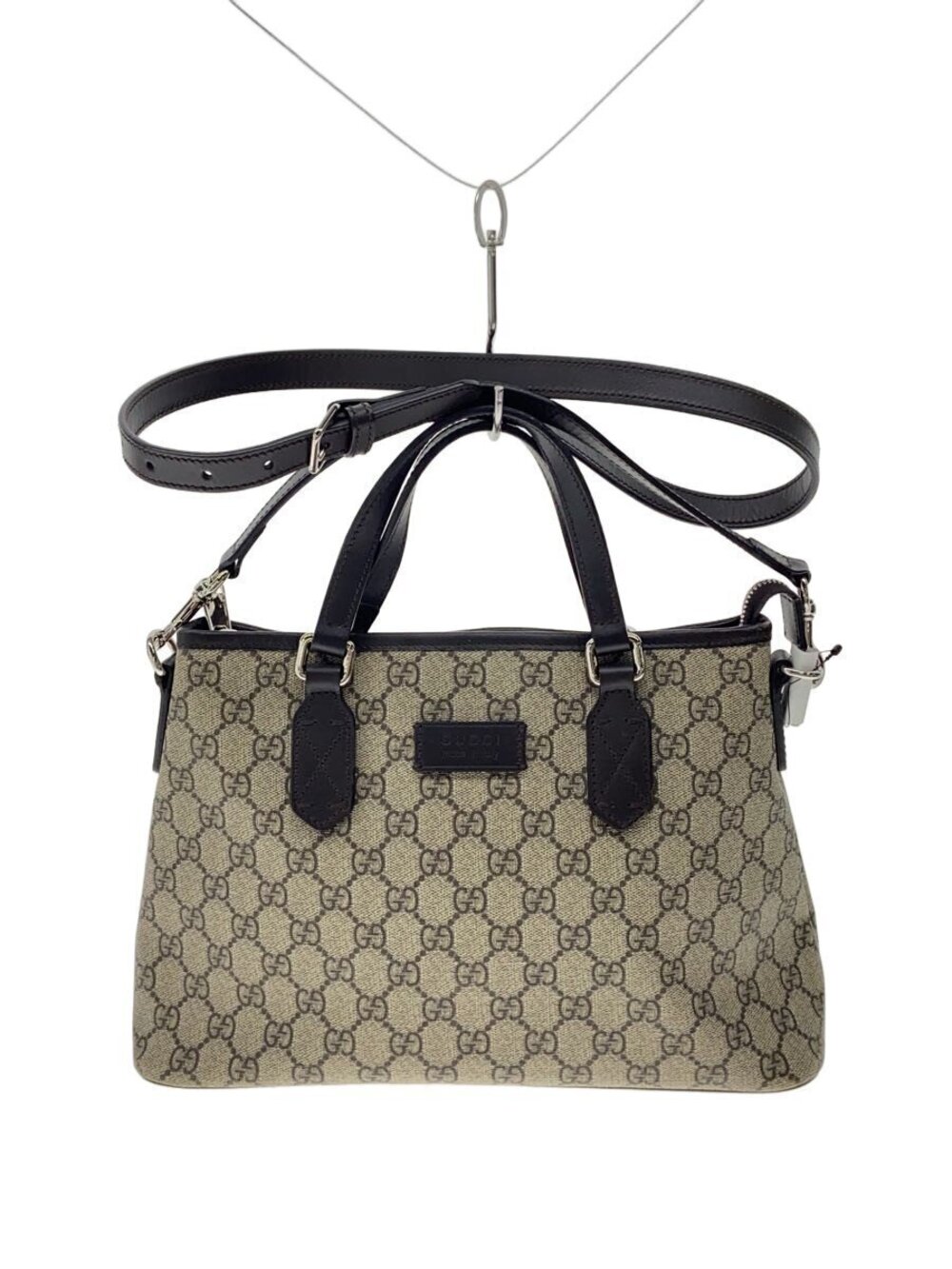 Gucci GG Supreme Shoulder Bag Leather Brown All over